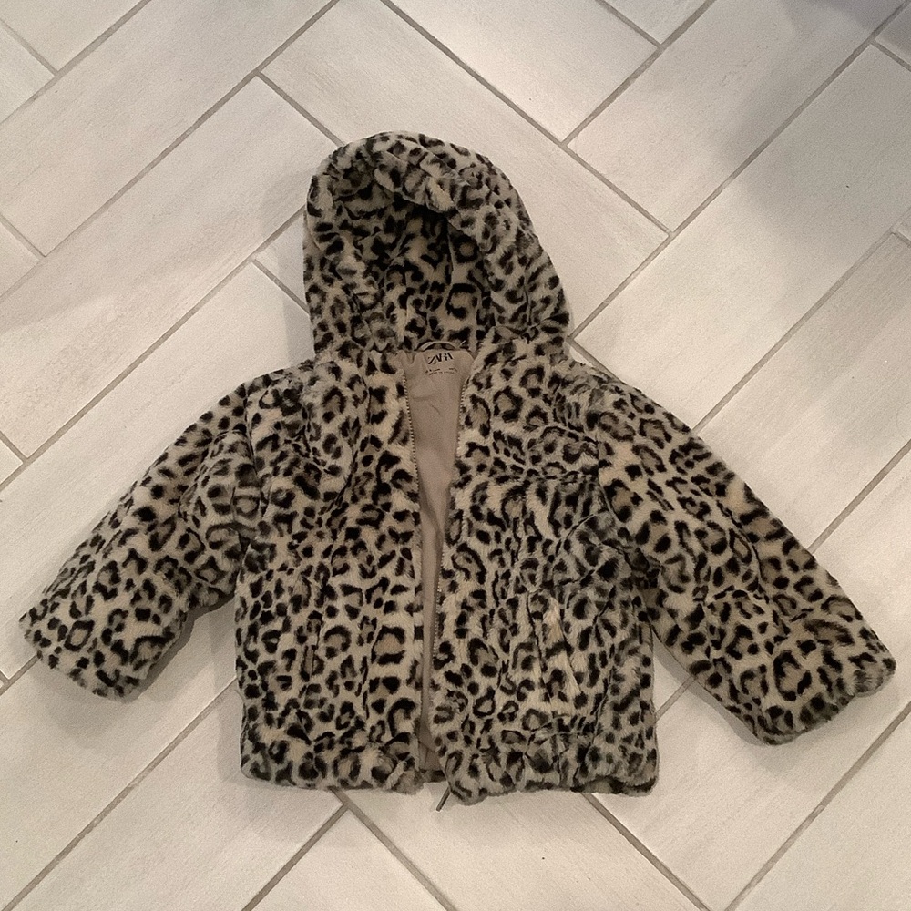 Zara Kids Leopard Print Puffer Jacket